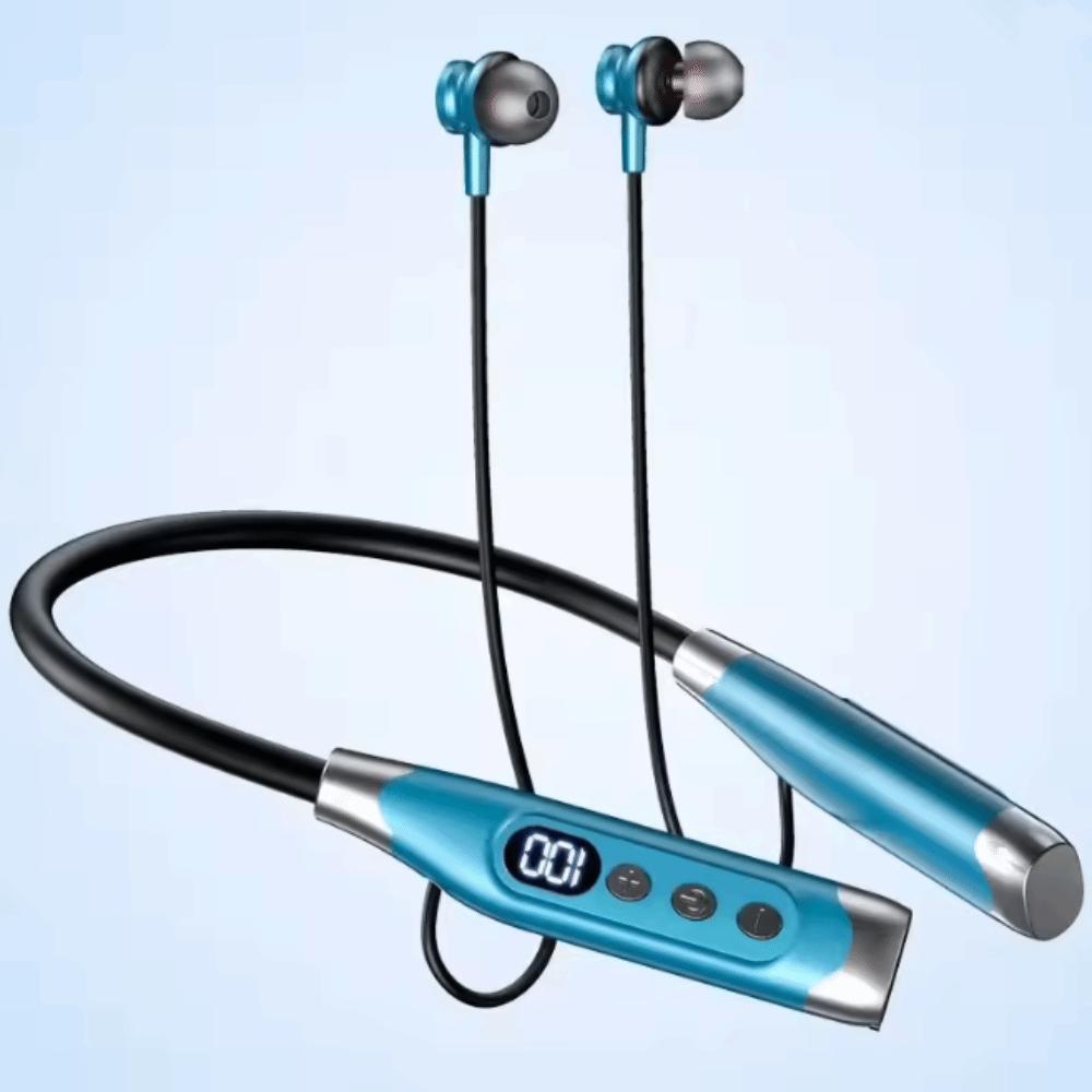 LED Digital Display Neckband Headphones Waterptoof Sports Headsets Outdoor