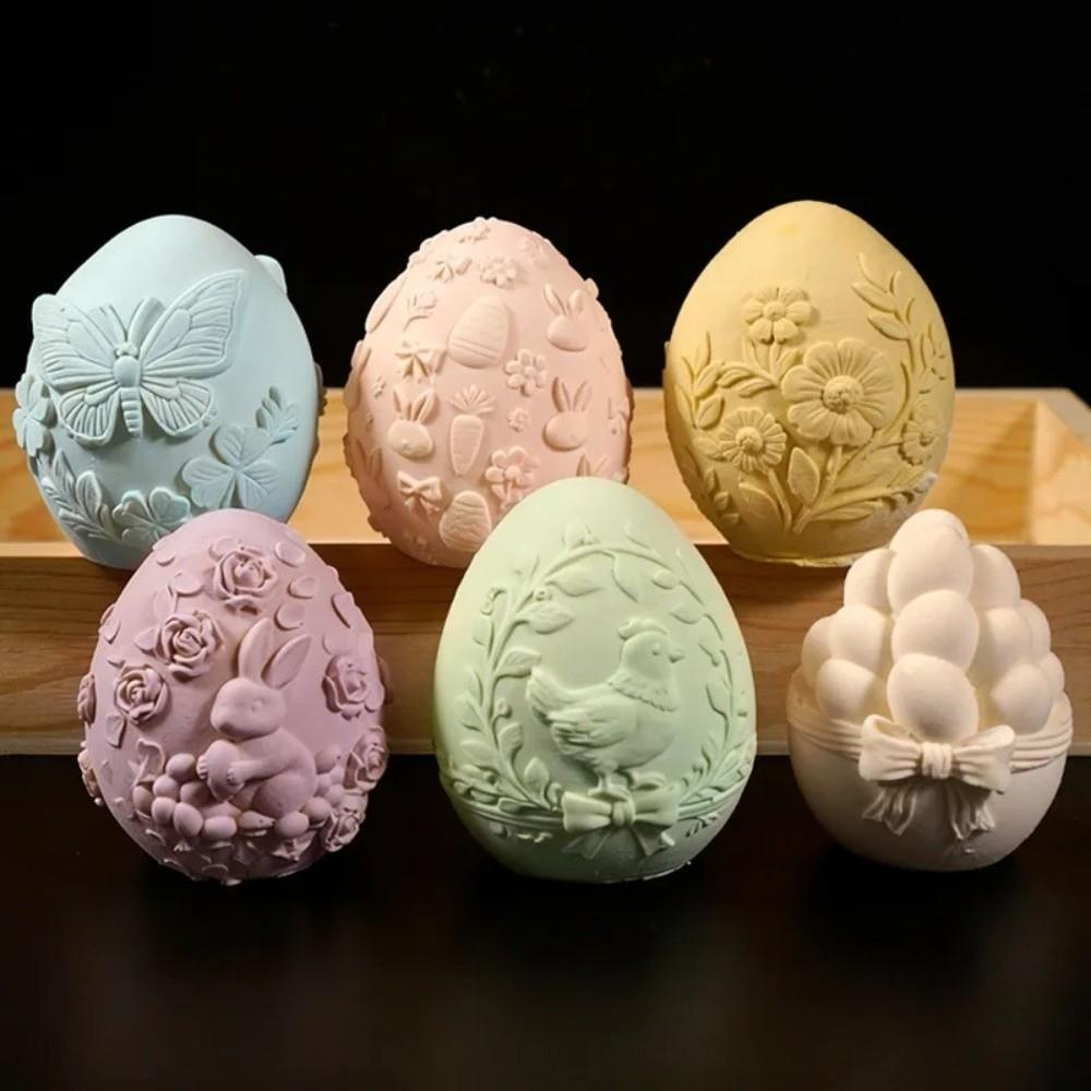 Embossed Easter Egg Mold Egg Shaped Silicone Mold DIY Plaster Mold Easter