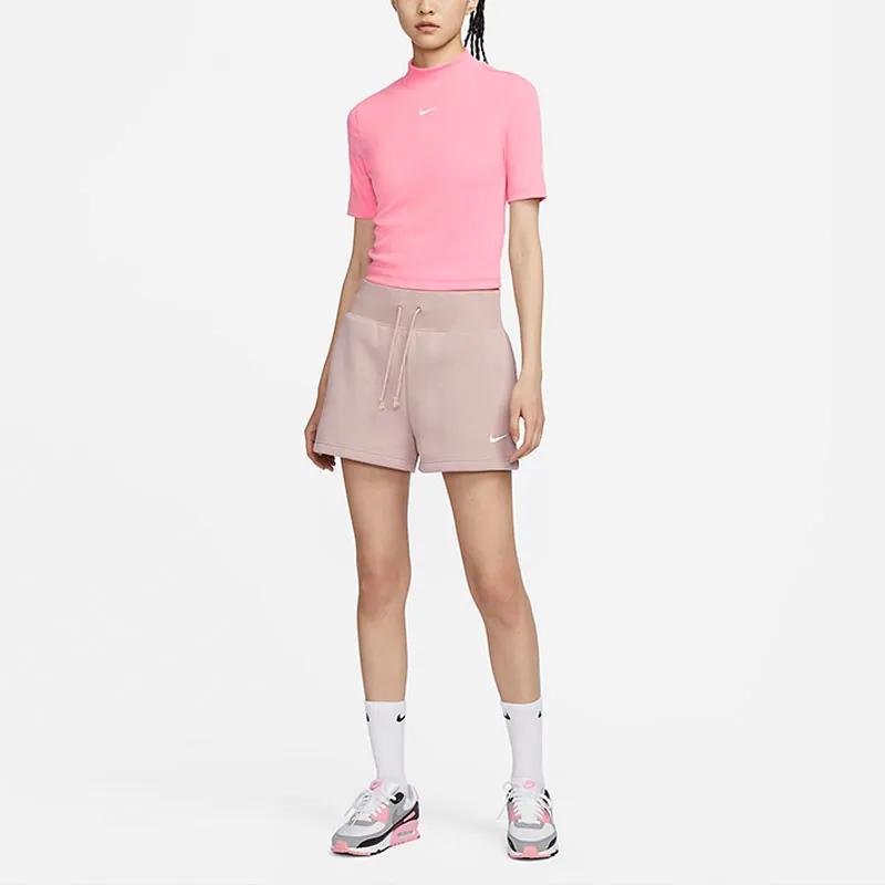 Nike T Shirts Women's Coral Powder Crew Neck Moderate Straight Fit (Unisex) T-Shirts DV7959 611