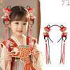 Tassel Hanfu Headwear Red Bow Princess Hairband Lovely New Year Hair Accessories Girls
