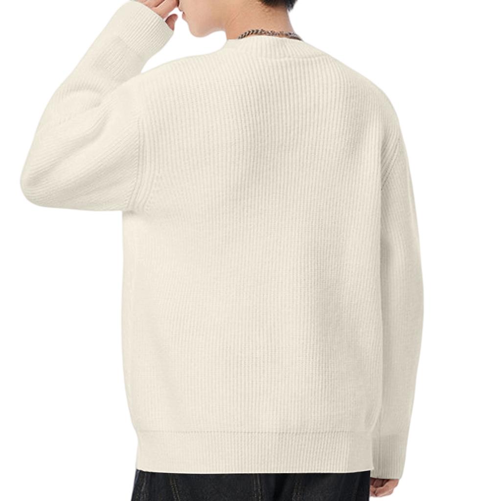 Мужской Модный Вязаный Пуловер Длинные Рукава Свободный Круглый Вырез Свитер