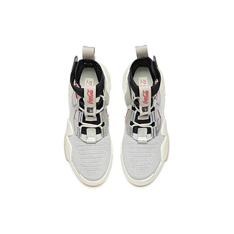 Anta Bastard Coca Cola Zero Collaboration Non slip Lightweight High top Casual Shoes Men's Silver Black 11948099S-1