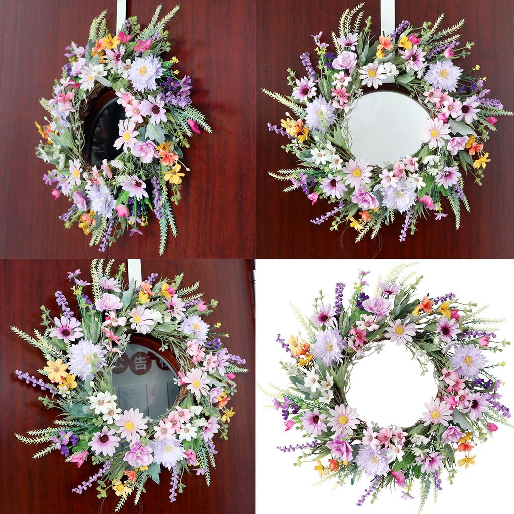 Artificial Flower Wreath Spring Wreath Decoration for Front Door Farmhouses Garden for Wedding Party Decoration