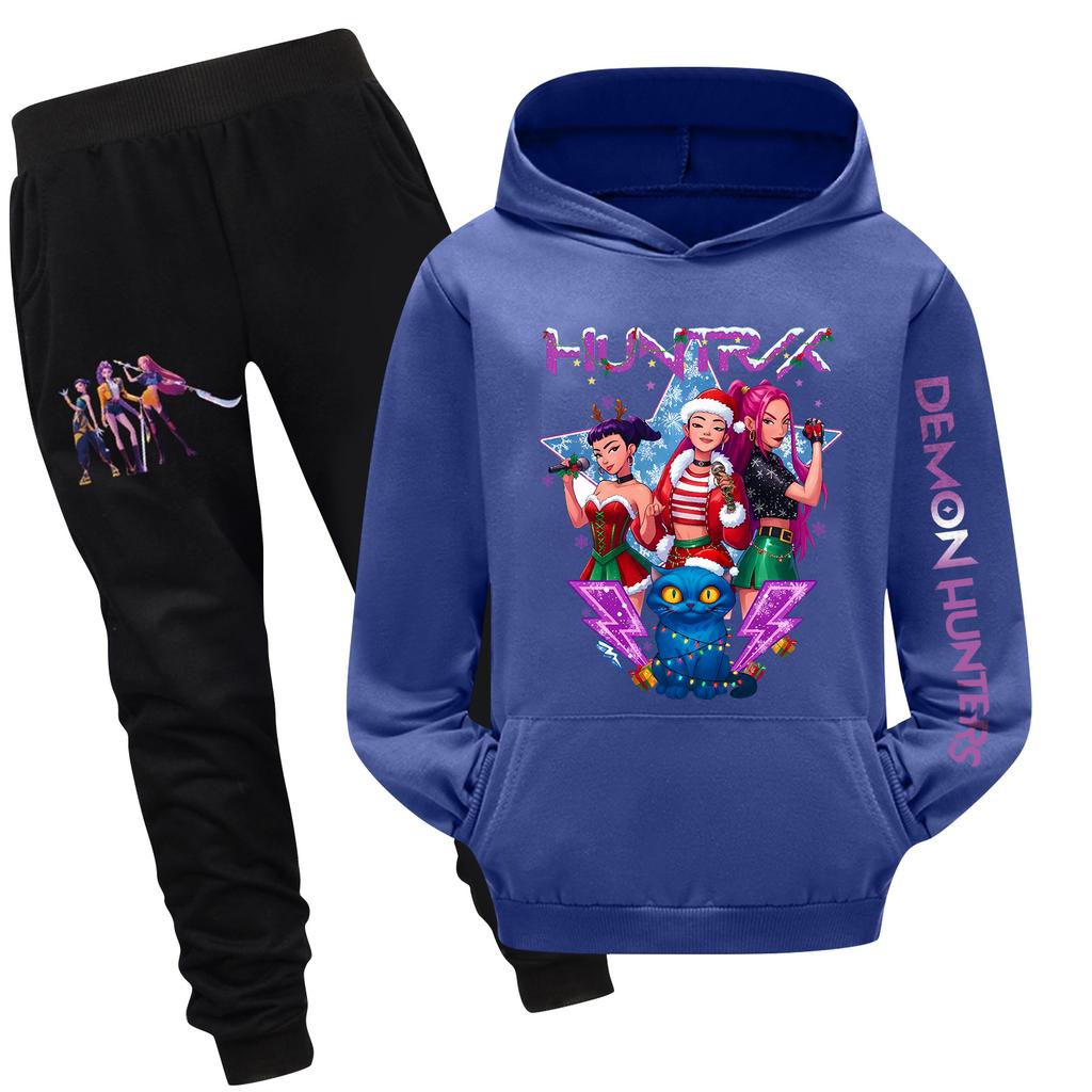 Детский худи и брюки, двухпредметный спортивный костюм, комплект свитшота с длинным рукавом и принтом