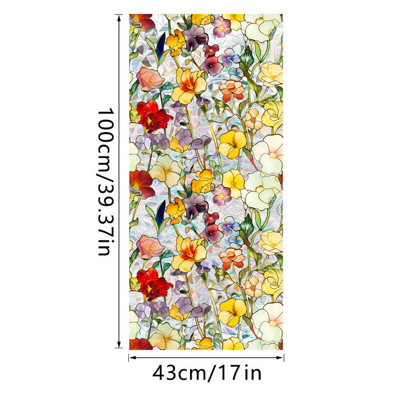 1Roll Electrostatic 43*100cm Glass Stickers Window PVC Flower Pattern Home Decor