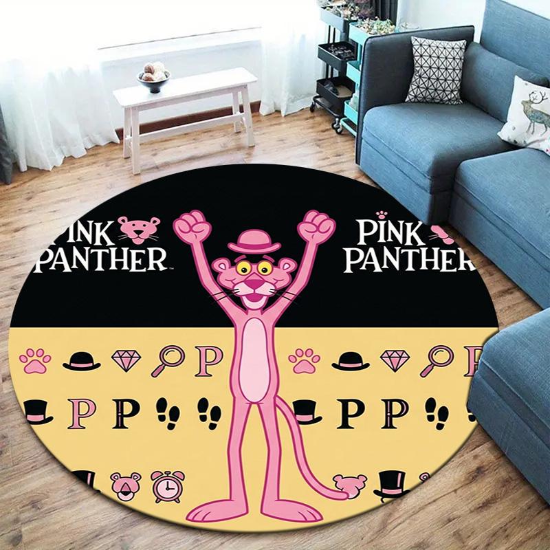 The Pink Panther Round Area Rug Carpet Rug For Living Room Bedroom Sofa Playroom Decor Nonslip Floor Mat