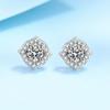 Silver S925 D Color 1 Carat Moissanite Stud Earrings 2 Layers Platinum Plated Never Fade Diamond Earrings High Classic Jewelry