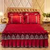 Solid Color Velvet Embossing Bedspread Thicken Plush Quilted Bed Skirt King Size Bed Protector Cover Not Including Pillowcase