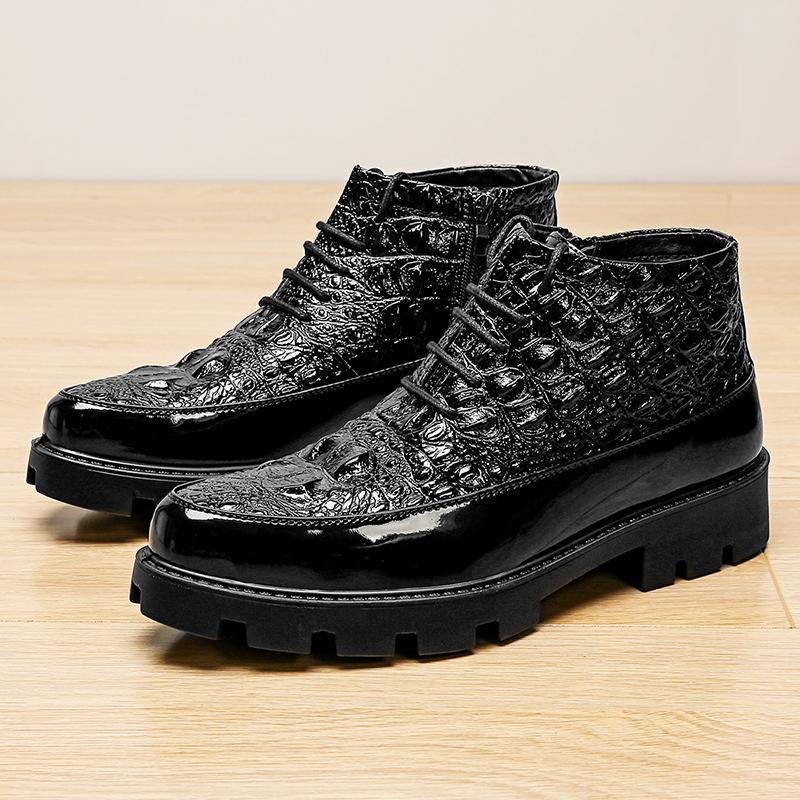 Модные Винтажные Повседневные Мужские Короткие Ботинки Челси Роскошные Толстая Подошва Деловые Туфли Мужские Кожаные Черные Ботильоны Мужские Ботинки Hombre