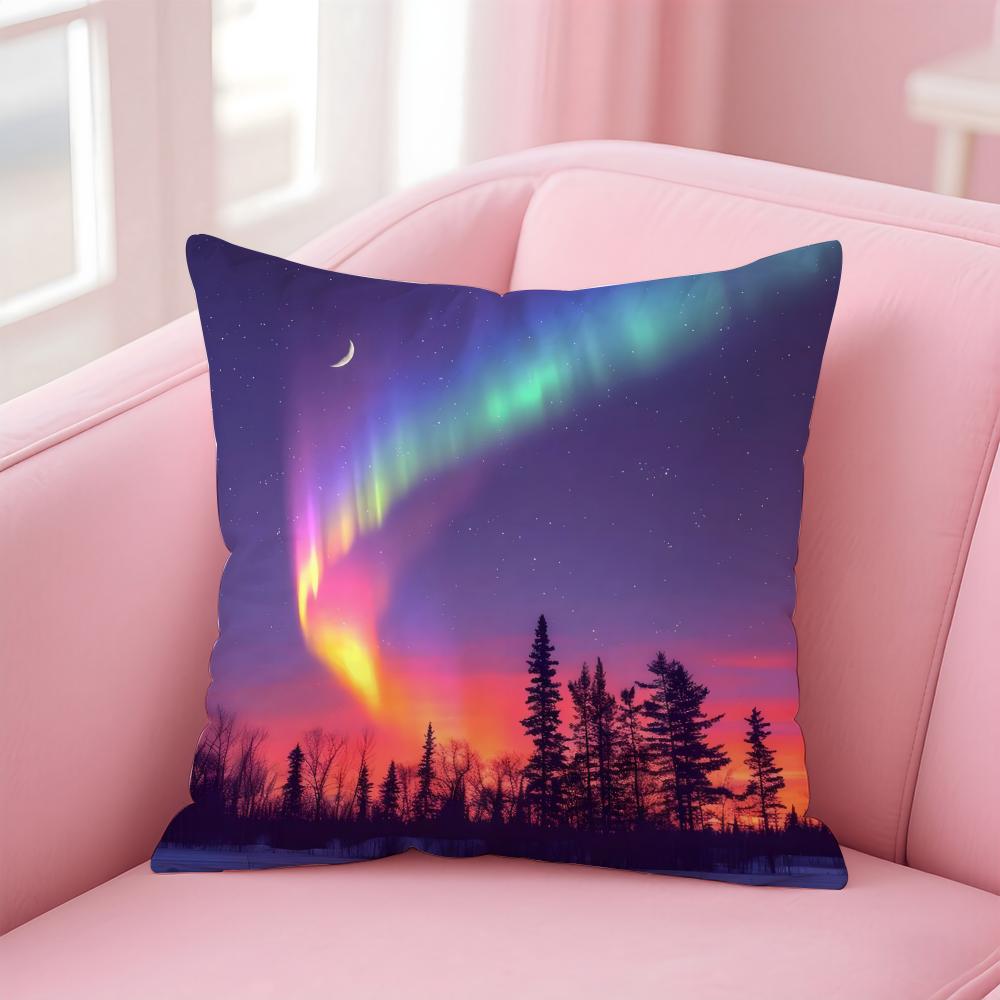 Dreamy And Beautiful Arctic Aurora Cushion Cover Pillow Case Soft Skin Friendly Fabric Concealed Zipper