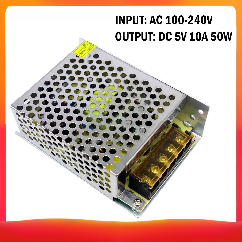 AC 100 240V в DC 5V 10A 50W Преобразователь напряжения Регулируемый импульсный адаптер питания Конвертер для светодиодных лент