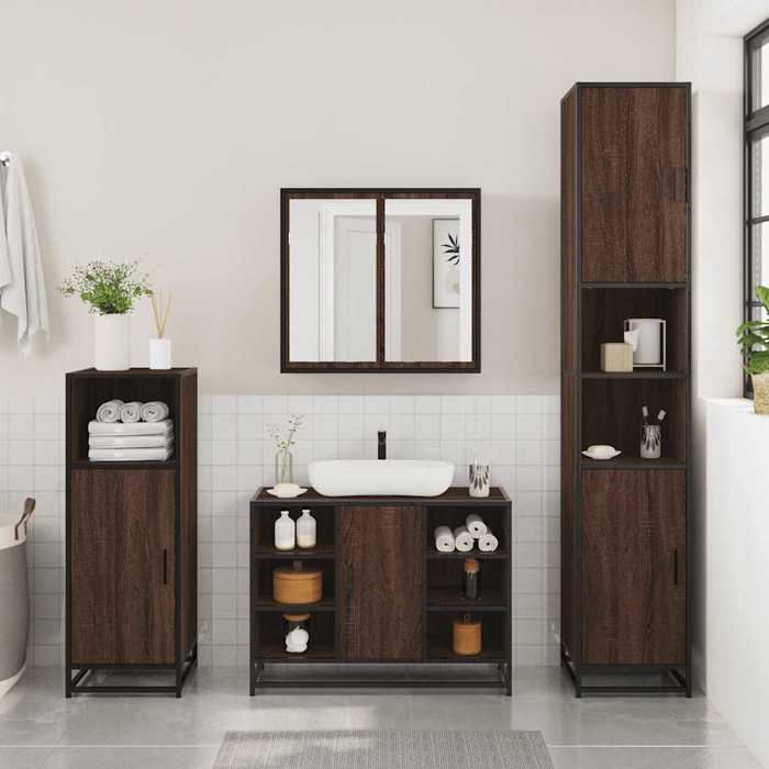 VidaXL Ensemble De Meubles De Salle De Bain 3 Pcs Chêne Marron, Armoire De Salle De Bain, Placard De Salle De Bain, Meuble 3300974