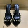 Summer  Women High Heels Sandals Fashion Banquet Rivet Stilettos Suede Peep Toe Party Daily Casual Ladies Mules Shoes