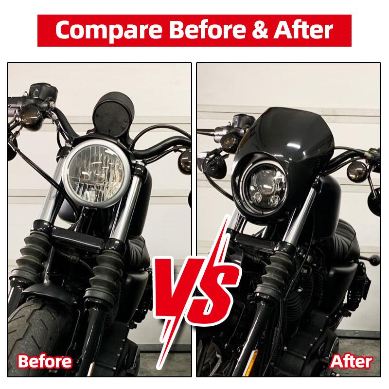 Motorcycle 5 3/4" Headlight Fairing Retro Front Light Mask Cowl For Harley Dyna Street Bob Sportster XL 883 1200 1986-Up Parts