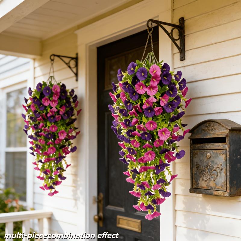 4 Bundles Artificial Morning Glory Flowers Outdoor Fake Wildflowers For Garden Porch Home Hanging Decor Spring Summer