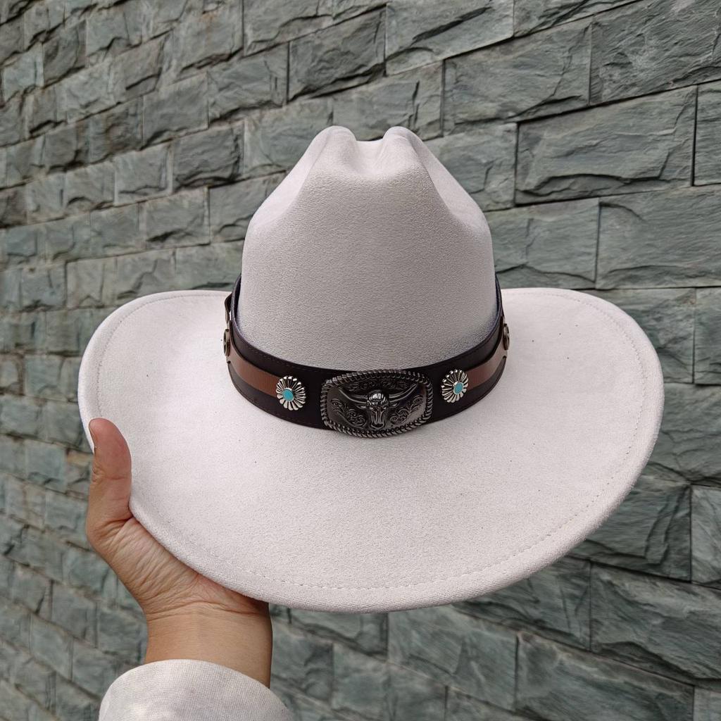 Замшевая шляпа Fedora Ковбойские шляпы в стиле вестерн Замшевая ковбойская шляпа в стиле вестерн Мужская и женская ковбойская шляпа с большими полями с каплевидным верхом