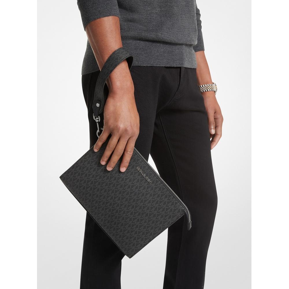 Michael Kors Cooper Pouch Large Mk Signature 37u2lcou6b1 Black