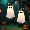 Halloween Hanging Ghosts with Witch Hat Glowing Ghost Witch Hat Lights Creepy Garden Yard Party Decorations