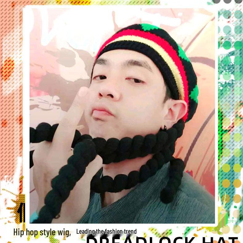 Knitted Dreadlocks Hat Unisex Reggae Hip Hop Style Punk Wig