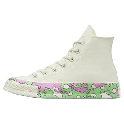 Кеды Chuck Taylor All Star с цветочным принтом, высокие, из парусины, женские, белые, зеленые и фиолетовые, 1970-е