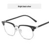 Retro Black Semi-Rimless TR90 Geek Style Eyeglass Frame - Myopia Fashion Glasses