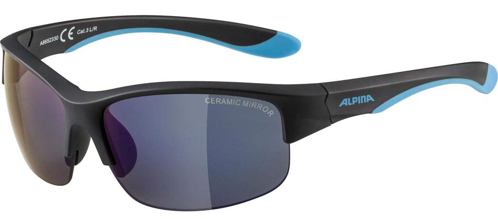 ALPINA FLEXXY YOUTH HR Спортивные солнцезащитные очки с УФ-защитой, мягкая и гибкая черная оправа для защиты детей, матовая/синяя