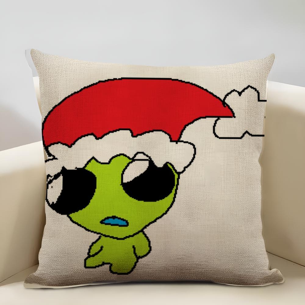 Little aliens flug Cushion Cover Household Decoration Linen Sofa Cushion Cover: Skin-Friendly & Breathable with Invisible Zipper