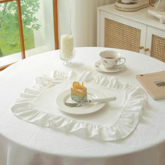 1/2 шт. Кухонная салфетка под тарелку Квадратная Круглая Стиранный Хлопок Настольные салфетки со складчатыми краями Термостойкие для Столовой Дома Кухни Вечеринки Салфетки под тарелку