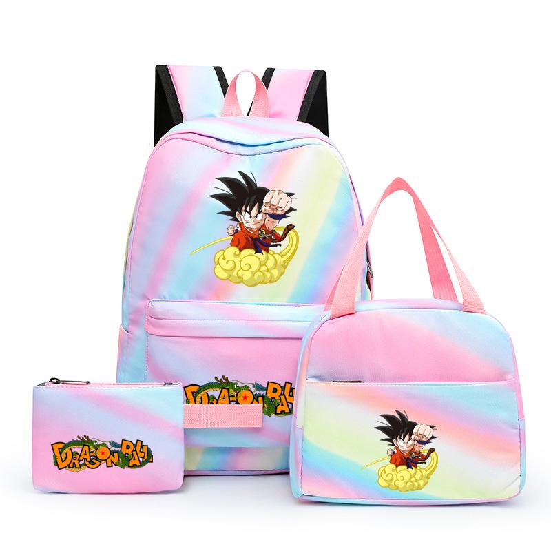 3 шт./компл., разноцветный рюкзак Dragon Ball с сумкой для обеда для женщин, студенческий рюкзак для подростков, повседневные школьные сумки, наборы