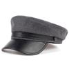Wool Beret Cap for Women Men Navy Hat Pu Leather Outdoor Travel Hats Winter Warm Caps