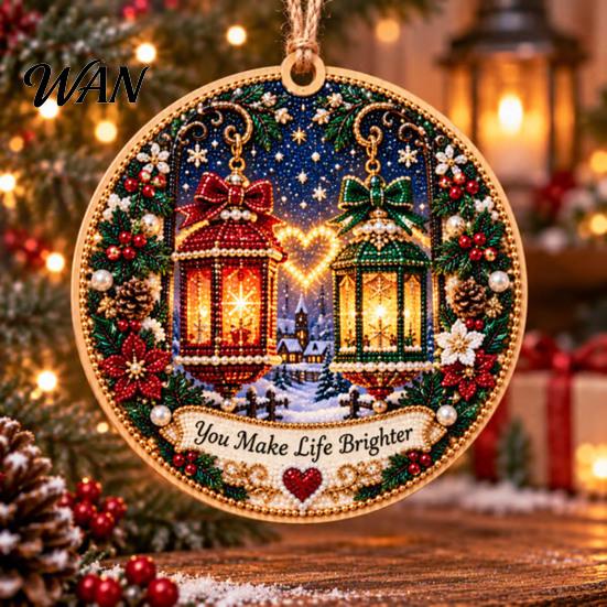 Festive Window Hanging Ornaments Friendship Christmas Ornament, Diamond Painting Pattern Decoration, Double Sided Acrylic Indoor Outdoor Decor Pendant