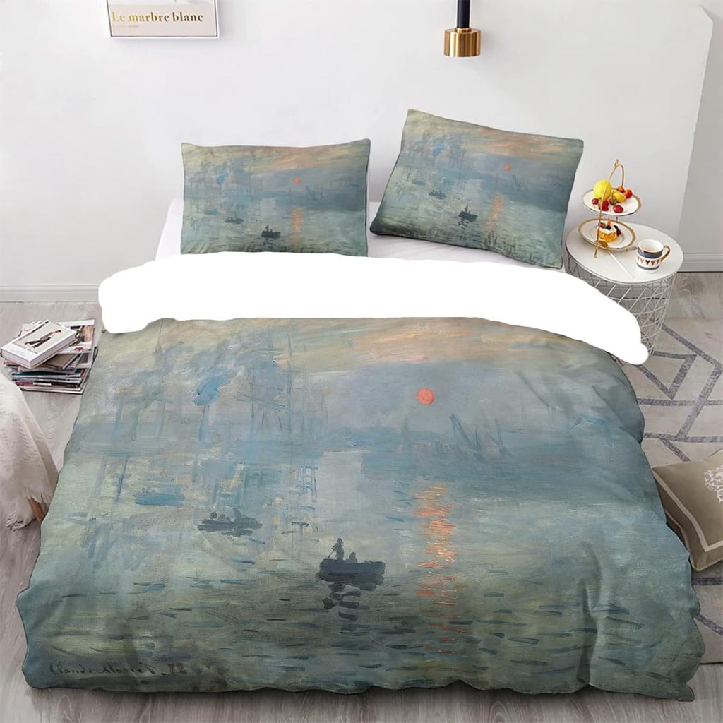 Пододеяльник размера «Квин» Ван Гог «Цветущий абрикос» Комплект постельного белья с 2 наволочками Узорчатый пододеяльник Мягкая легкая микрофибра