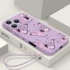 Wrist Strap Lanyard TPU Phone Case For iPhone 17 16 15 Pro Max 13 14 Pro Max 17e 16e 11 Purple Butterfly Soft Silicone Cover