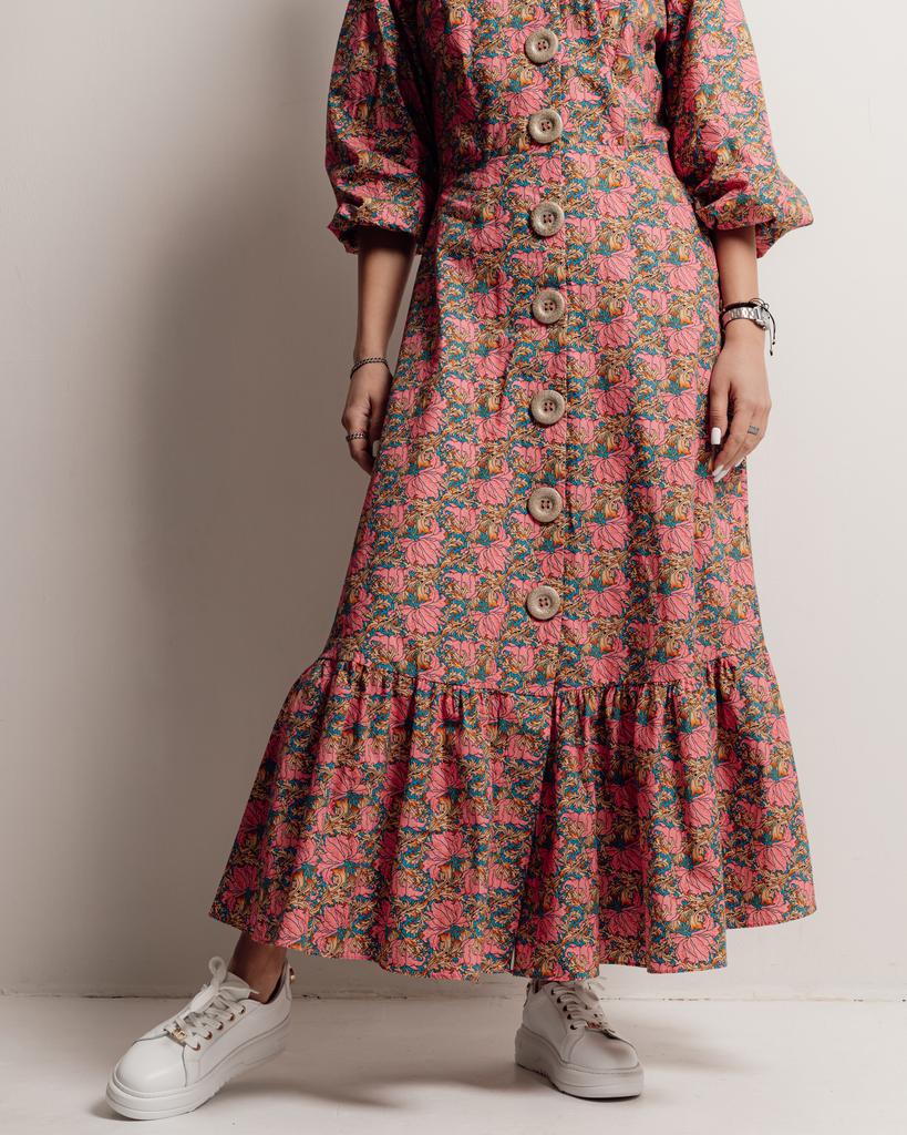 Summer Dress Long with Flowers Samsara 6672 36 Pink