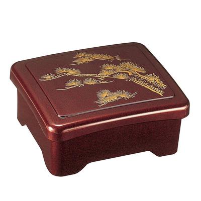 Коробка Джубако Fukui Craft коричневая, лакированная красным цветом, с рисунком угря Козуки Донбури и жемчужным мацунаи (Фукуи Крафт) (16.7x14.3x8см) Чаша, Дзюбако, (Код товара 5-729-4)