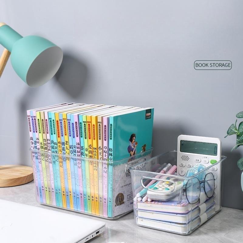 Прозрачный ящик для хранения ПЭТ, ящик для хранения книг, бытовая корзина для хранения, устойчивая к падению, корзина для хранения в холодильнике и сортировка мусора