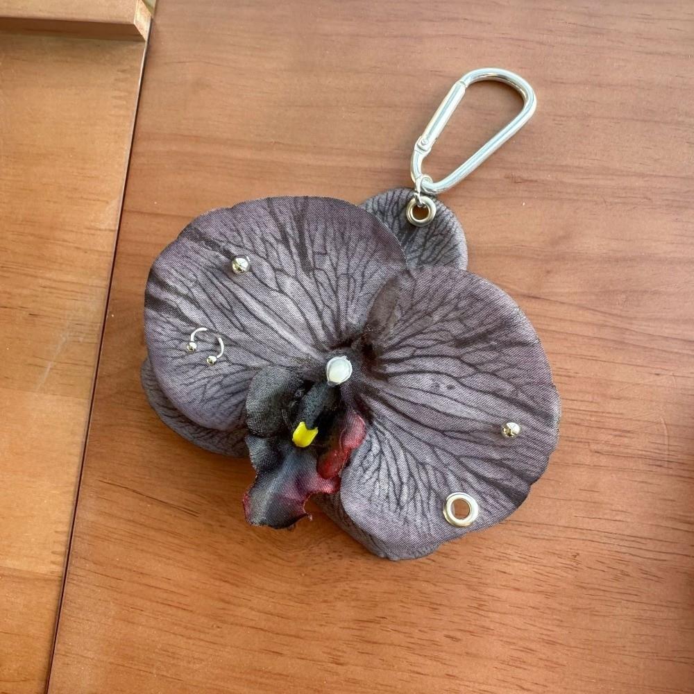 Gifts Phalaenopsis Orchid Keychain Cloth Backpack Hangings Decor Simulation Flower Keyring  Bag