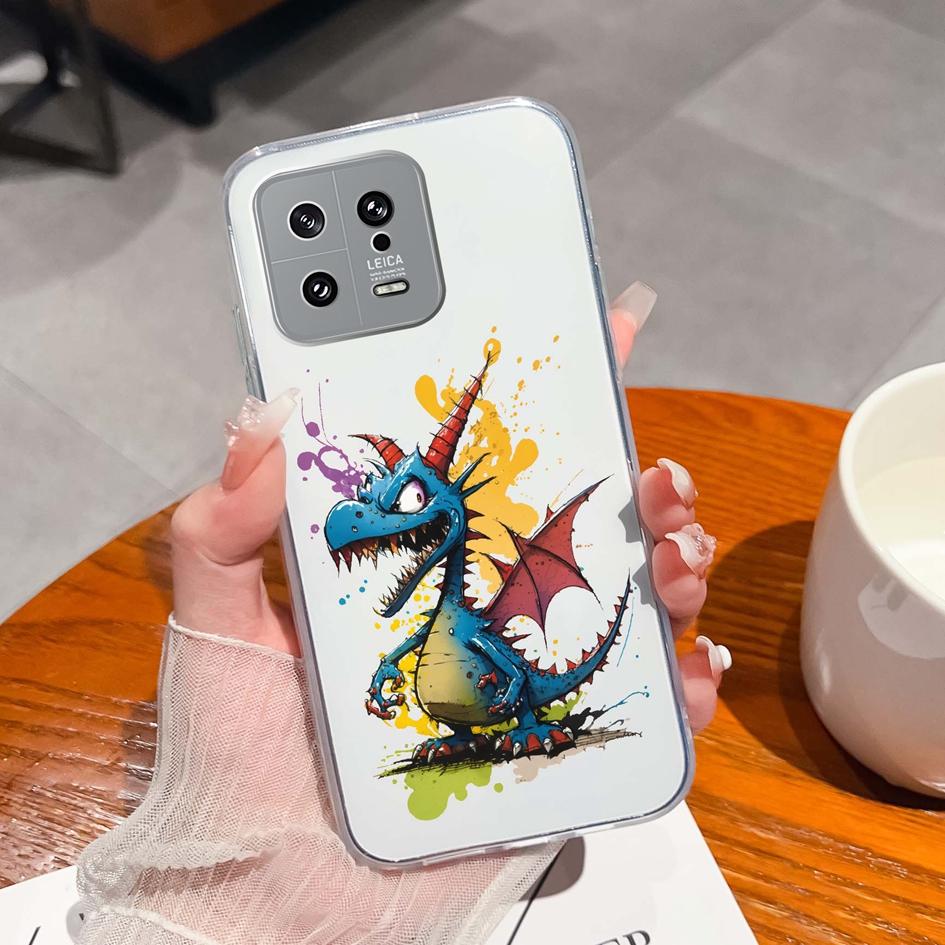 Для Xiaomi 13 14 12 12S 12T 12X Ultra Lite Poco M7 X7 Pro чехол для телефона милый мультяшный рисунок животного прозрачный силиконовый защитный чехол для Xiaomi Capa