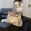 Niche Tote Bag Shoulder Bag Versatile Casual Large Capacity Solid Color Drawstring College Student Handbag Tide