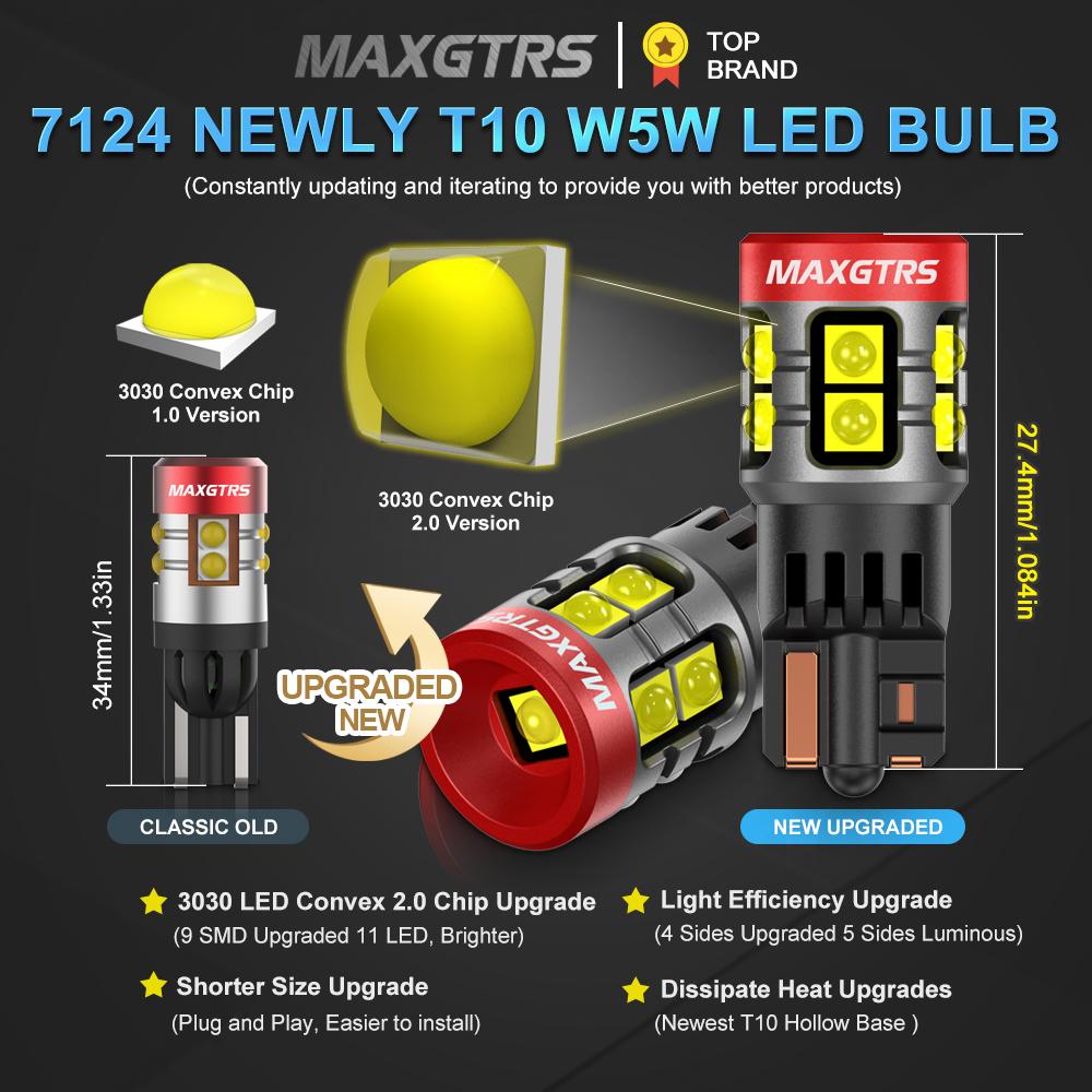 MAXGTRS 2x T10 LED Canbus W5W Лампа 168 194 2824 Лампочка 6000K Белый Автомобильное Освещение Салона Потолочная Подсветка Багажника Лампа для Чтения 12В