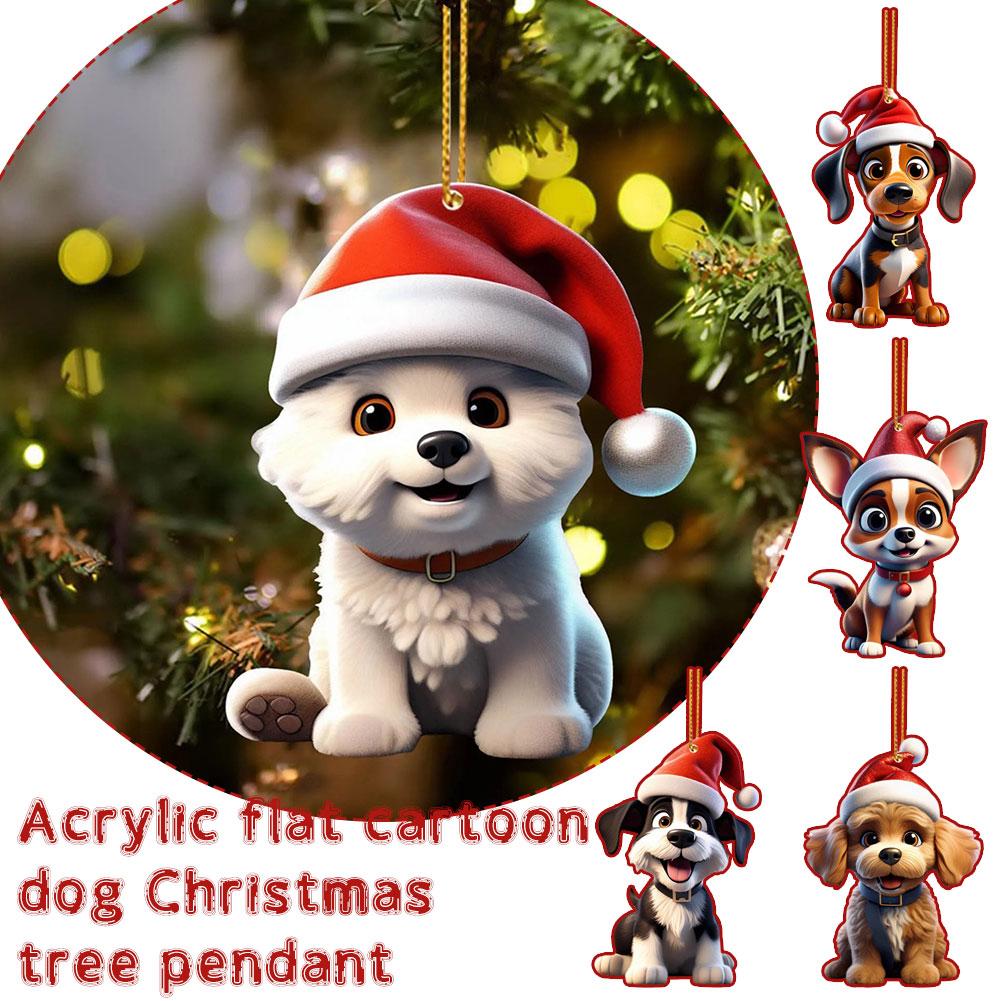 Рождественское современное украшение для дома 2D акриловые мультяшные украшения собака мультяшная милая подвеска на елку De Christmas Navidad Christmas C9F6