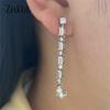 ZAKOL Luxury Geometric Water Drop Crystal Dangle Earrings for Women Delicate Long Tassel Bridal Wedding Statement Earring