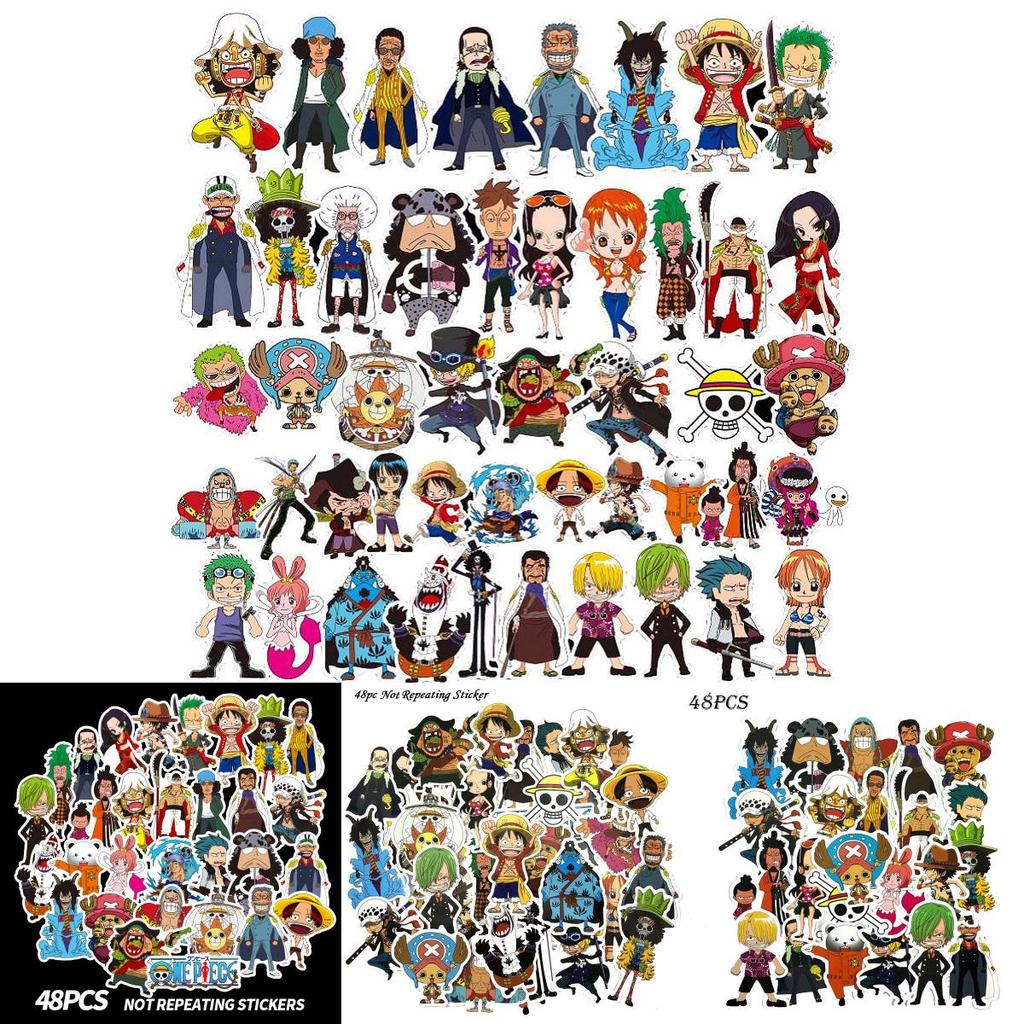 Красочные 48 шт. Наклейки с персонажами аниме «One Piece» Для чемоданов и автомобильные наклейки Водонепроницаемые ПВХ