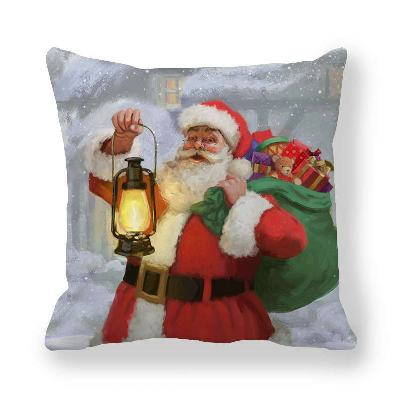 Веселые рождественские украшения, чехол для подушки с принтом, украшение для дома, гостиной, дивана, квадратная наволочка 45x45 см