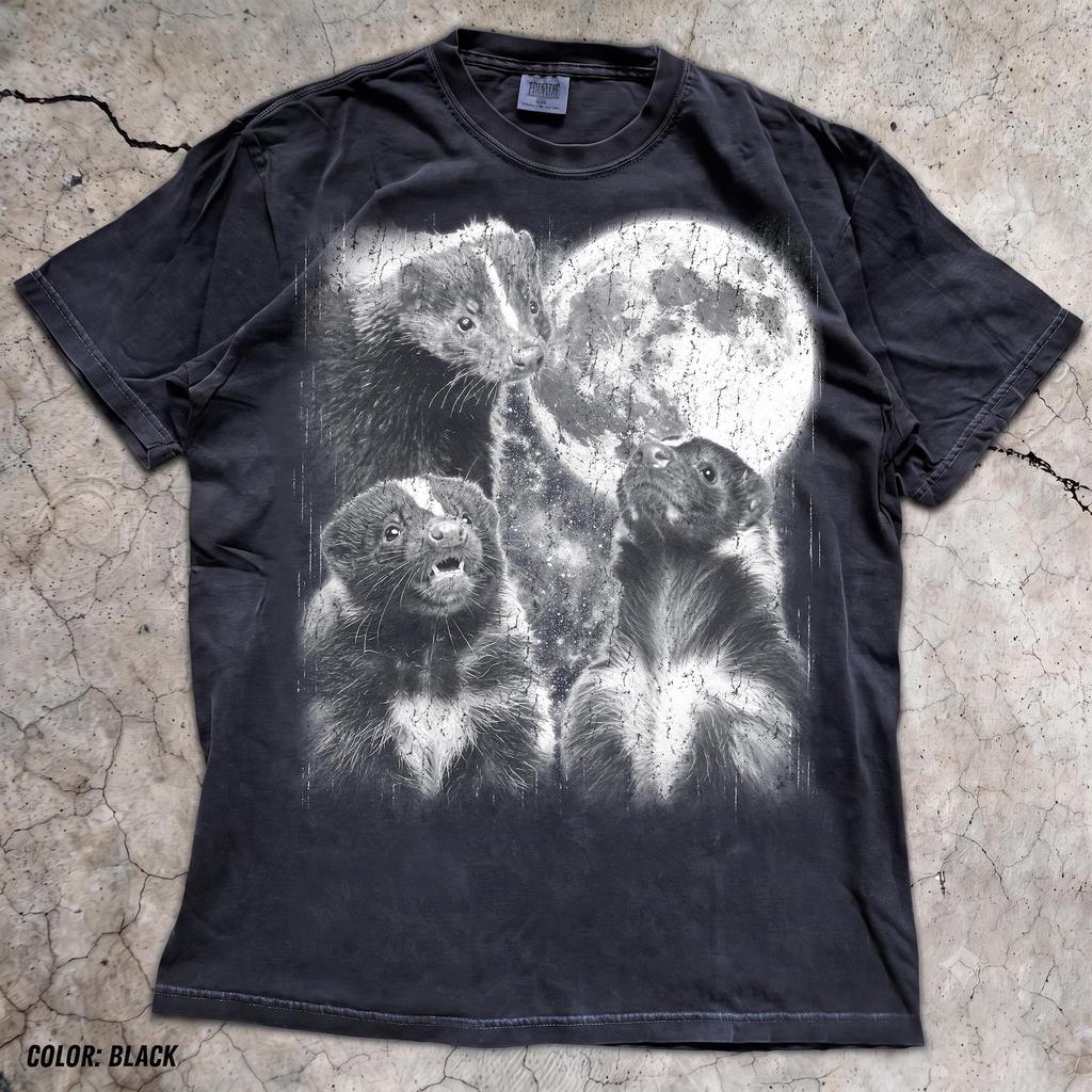 Badger Moon Shirt, Distressed Animal Graphic Tee, Retro Wildlife T-Shirt, Cottagecore Forest Gift
