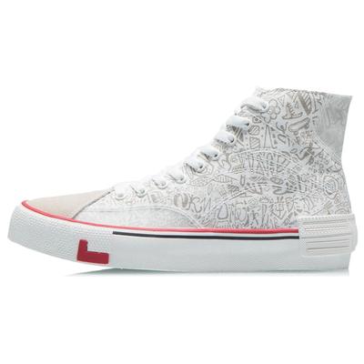 Li Ning We Are Canvas Hi Trendy Versatile Casual High-Top Sneakers Women Sneakers White Grey AECR012-1