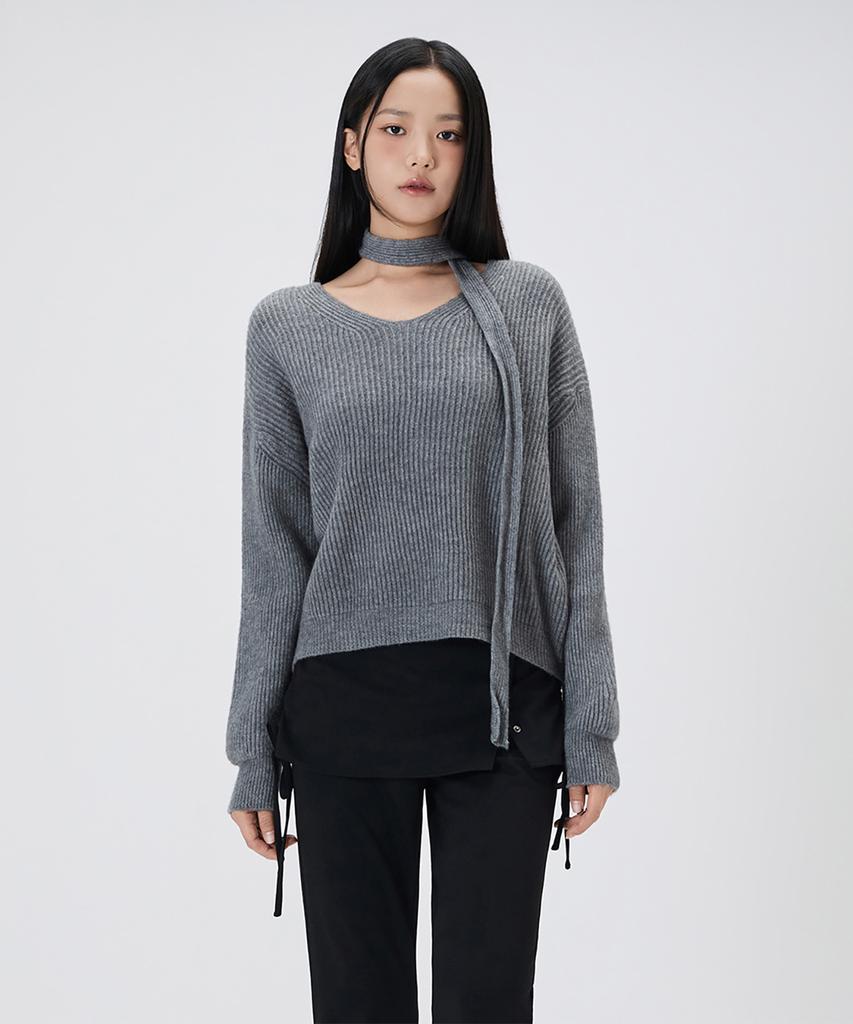 MIXXO Loose Fit V-Neck Ribbed Pullover Re Kafv8Ss_Miwkag18Qs