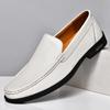 Genuine Leather Mens Loafers New White Boat Shoes Casual Business Shoes Versatile Male Driving Footwear Classic Slip On Flats
