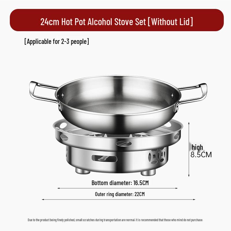 Сухой горшок-плита из нержавеющей стали: Компактная жаровня (хот-пот) на спирту для домашнего и коммерческого использования