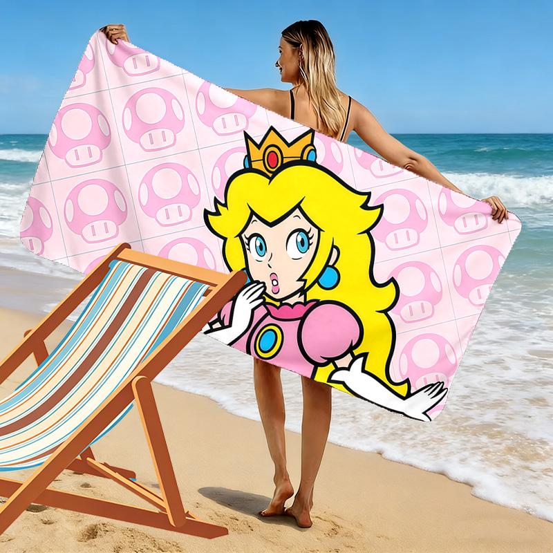 Princess Peach Print Beach Towel, Large Soft Quick Dry Towel for Beach Camping Swimming
